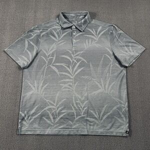 Nat Nast Polo Shirt Adult Large Gray Floral Hawaiian Golf Golfer Casual Men's